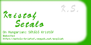 kristof setalo business card